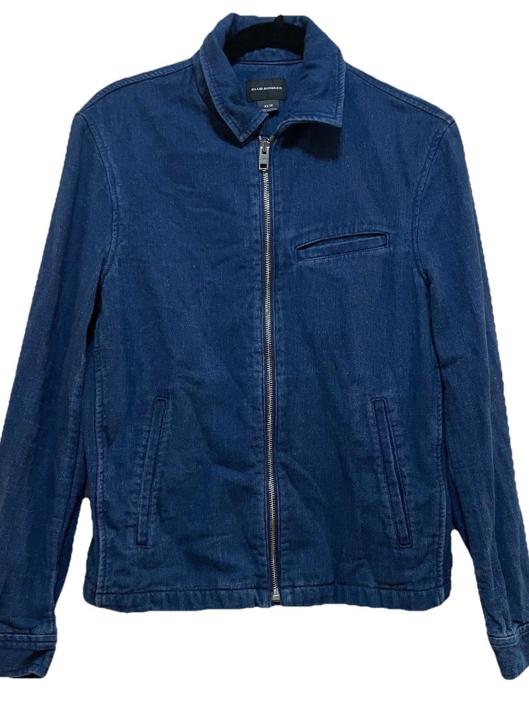 Club Monaco Blue Full-Zip Short Long Sleeve Denim Trucker Jacket Sz Xs